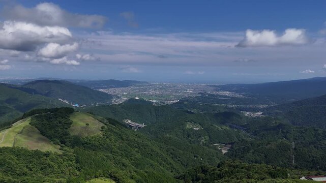 大野山から見る足柄平野（空撮） - 神奈川県南足柄郡山北町,日本