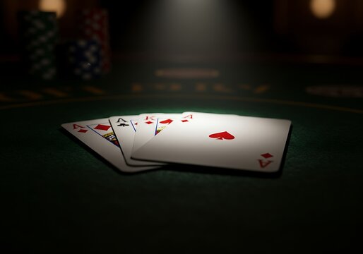 A vibrant poker hand clipart showcases a triumphant combination of three aces, accompanied by a king and one additional card.