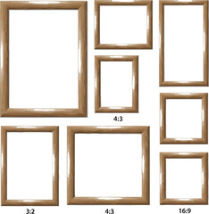 Assorted wood frames collection mockup for photography display and presentation