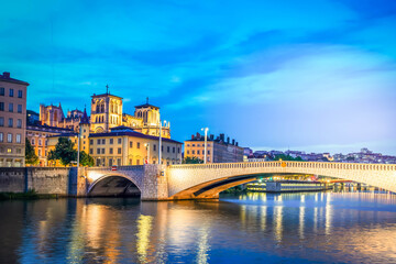 Lyon, France in a beautiful summer night