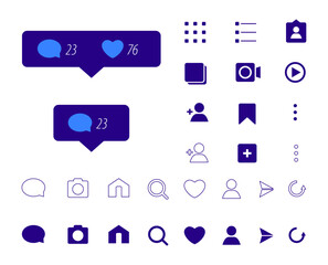 A variety of icons including one that says message message message message message and message