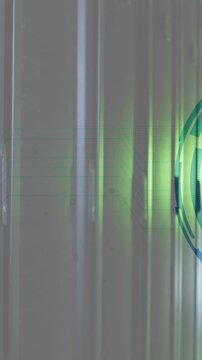 Animation of padlock and digital data processing over computer servers