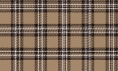 Seamless plaid pattern, brown, black, white, giving a warm vintage feel, suitable for textile design, skirts or pants, adding a classic and contemporary touch to every look.