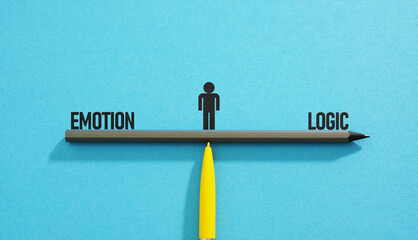 Logic and emotion are shown using the text. Conflict between feelings and critical thinking