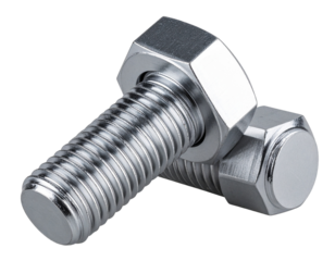 Futuristic Mechanical Bolt and Cylinder Set with Reflective Surface, Isolated on Transparent Background PNG