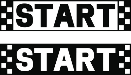 Start Icons. Black and White Vector Illustration. Start of Sports Race. Running Concept
