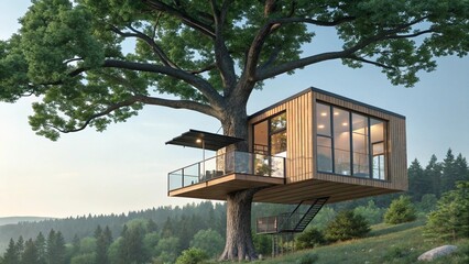 Contemporary Treehouse Living in a Lush Forest Canopy