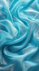 Obraz premium Aqua Silk Fabric Drapes Gracefully, Forming Elegant Waves and Swirls; A Study in Smooth, Flowing Textures with a Serene, Tranquil Aesthetic. Subtle Shimmer Adds Depth and Luxurious Visual Appeal.