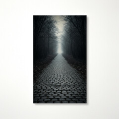 Cobblestone Path to Dark Forest: Uncertain Future Concept Art in 8k Detail.