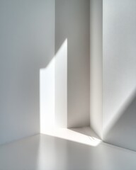 Bright white interior corner with soft shadows