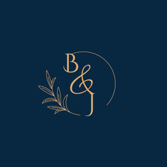 BJ Initial Wedding Monogram Logo with Minimalistic Style
