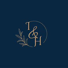 IH Initial Wedding Monogram Logo with Minimalistic Style