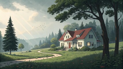 Idyllic Dream House in a Serene Landscape