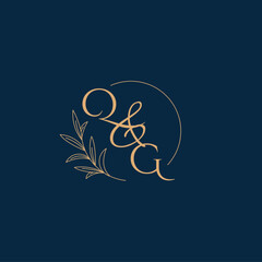 QG Initial Wedding Monogram Logo with Minimalistic Style