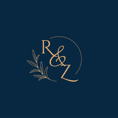 RZ Initial Wedding Monogram Logo with Minimalistic Style