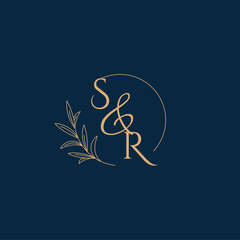SR Initial Wedding Monogram Logo with Minimalistic Style