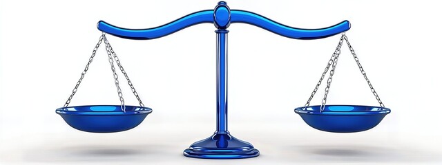 Balanced Blue Scales of Justice 3D Render