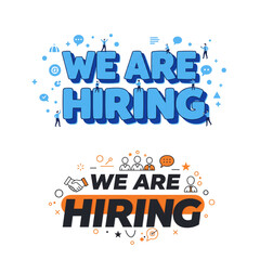 Naklejka premium We are hiring concept with people and graphics, opportunity for new job and new career