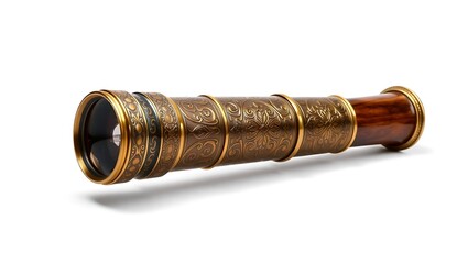 brass telescope on white background