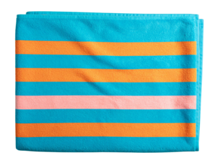 Folded Striped Beach Towel with Bold Colors, isolated on transparent background PNG