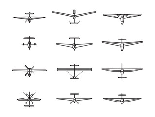 Glider plane line art flight vision