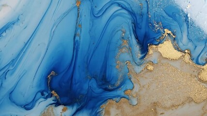 Abstract swirling blue gold fluid art swirls gradients textures - Powered by Adobe