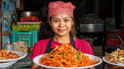Experienced Worker in Kitchen Preparing Delicious Food with Precision and Care for Quality Visuals