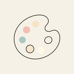 Fototapeta premium Illustration of a painter's palette with pastel colors, against a beige background.