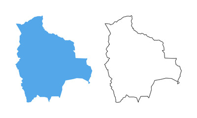 Obraz premium Bolivia Country Map. Blue silhouette and outline isolated on white background 