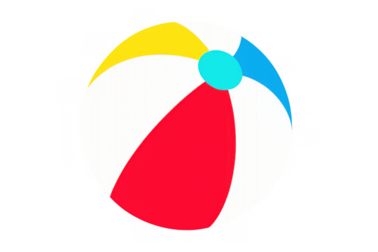 Colorful inflatable beach ball representing summer recreation, radiating playful energy against sandy or poolside backgrounds