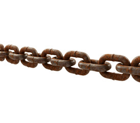 Obraz premium Rusty metal chain links symbolizing strength, durability, and connection — perfect for industrial, mechanical, and vintage concepts. Isolated on white or transparent background.