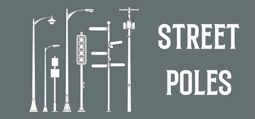 Architectural Drawings Street pole vector illustration, front view, Minimal style hand drawn. © MkJutt