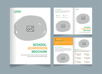 School admission education brochure bundle, Collage social media post set template, education promotion web banner for social media template