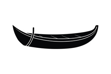 Black and White Gondola Illustration Traditional Venetian Boat Simple Design