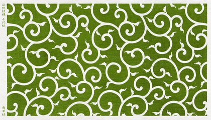 日本の伝統「唐草模様」を版画風に描いた、和紙の千代紙