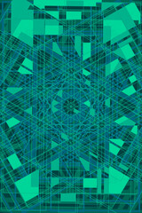 Geometric Abstract Pattern with Cyan Lines and Symmetry

