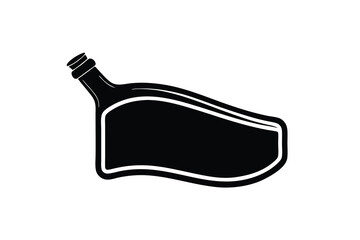 Black and White Vector Illustration of a Flat Bottle Silhouette