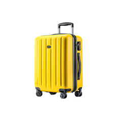 Bright yellow carry-on suitcase with telescoping handle and combination lock, ideal for business trips and vacations