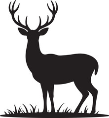 Set of Black Deer Silhouettes in Various Poses