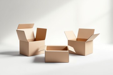 Open Empty Cardboard Boxes Shipping Packaging Inventory Storage