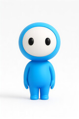 Blue cartoon character standing still and facing forward on white background.