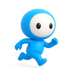 Obraz premium A cute blue character is running with motion blur.