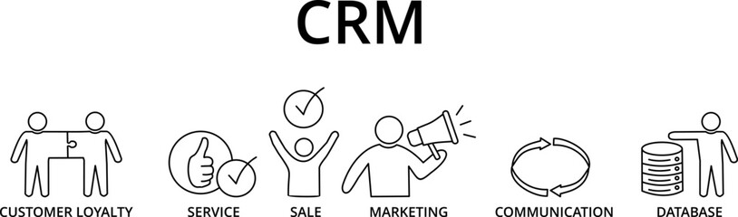 Customer relationship management, concept. Vector Illustration with icons
