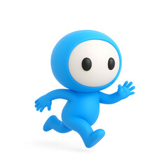 Fototapeta premium A playful blue character runs with a cheerful and energetic stride.