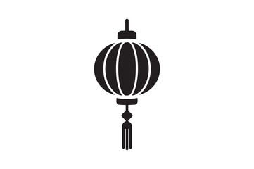 chinese lantern icon silhouette vector with white background