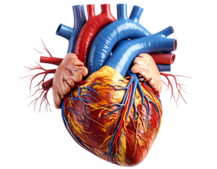 Anatomical Human Heart Model Isolated on Transparent Background PNG for Healthcare Visuals and Science Projects