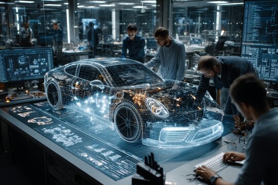 Electric vehicle prototypes come to life in high-tech lab environment. Global growth. British auto sector embraces change with drive35 initiative for innovation. Modern strategy. Solar power.