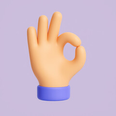 Obraz premium 3D Hand Gesture OK Icon – Approval or Agreement Symbol