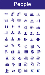 People icon collection in blue colour vector