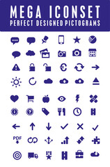 Mega Icon Perfect designed pictograms collection in blue colour vector3